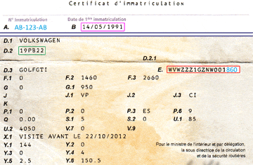 Golf 2 registration document and explanations
