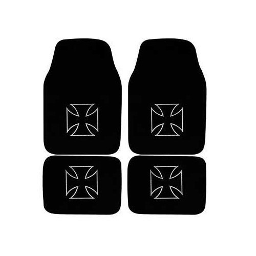 Jeu de 4 tapis Noirs avec Croix de Malte | réf : UB26300