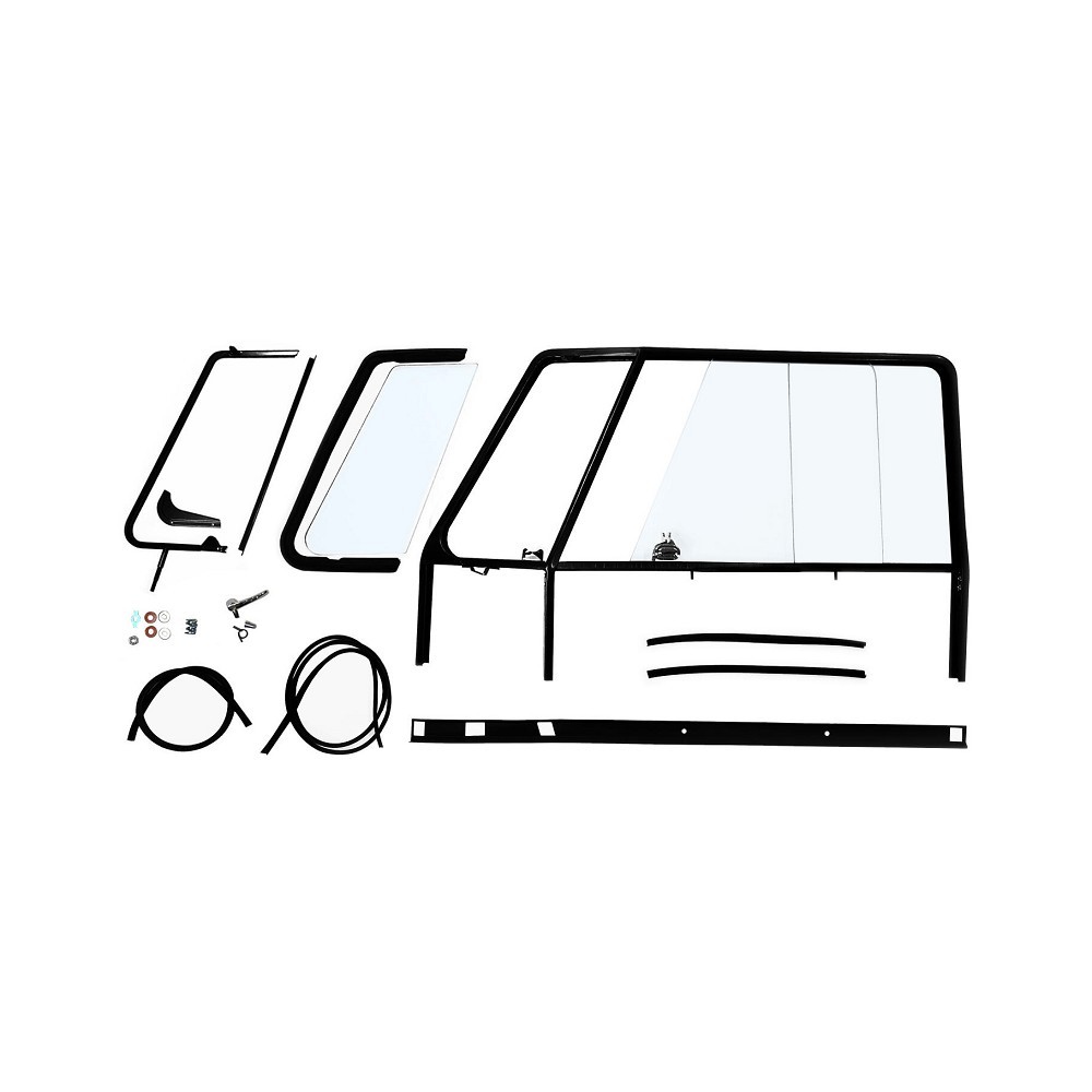 Kompletter linker Türrahmen mit Dichtungen und Scheiben für Volkswagen  Combi Split (-1967) 211837079B - KA00432 bbt_silver 