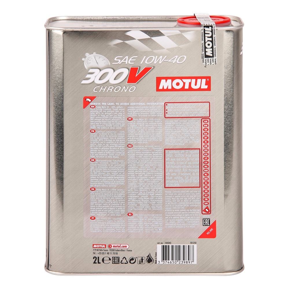 Aceite MOTUL 300V Chrono - 10W40 - 2 litros MOTUL104243 - UD30160 