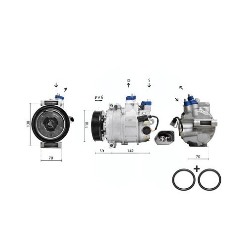  Air conditioning compressor, Denso/Sanden assembly, for Audi A3 (8P) - AC58100 