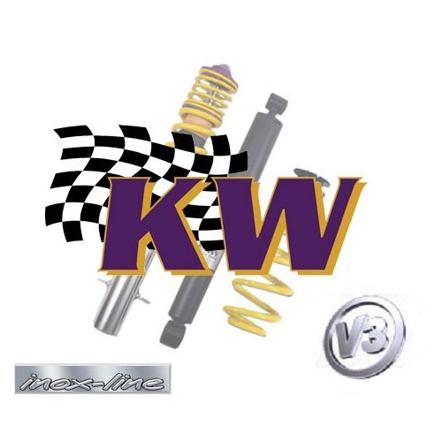  Amortiguadores combinados roscados KW V3 de acero inoxidable «inoxline» para Audi A3 (8L) y TT (8N) - AJ77484 
