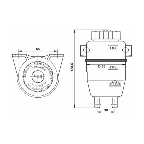  ATE brake fluid reservoir for Bmw E9 (06/1969-11/1975) - BA14895-1 