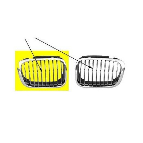  Straight black grille with chrome surround for BMW 3 Series E46 Touring Sedan phase 1 (-08/2001) and Compact (01/2001-12/2004) - passenger side - BA18206-2 