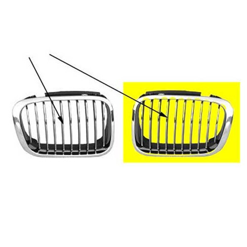 Kühlergrill links verchromt für BMW 3er E46 Limousine Touring Phase 1 (-08/2001) und Compact (01/2001-12/2004) - Fahrerseite - BA18207