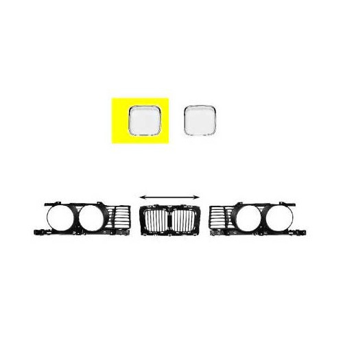 37cm wide left-hand chrome on grill for BMW E34, except 8 cylinders - BA18401