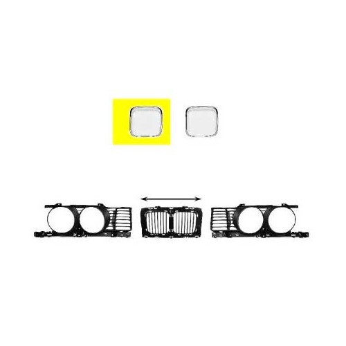 37cm wide right-hand chrome on grill for BMW E34, except 8 cylinders - BA18402