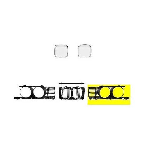  Grill around left-hand headlight for BMW E34 (except 8 cylinders) - BA18405-1 
