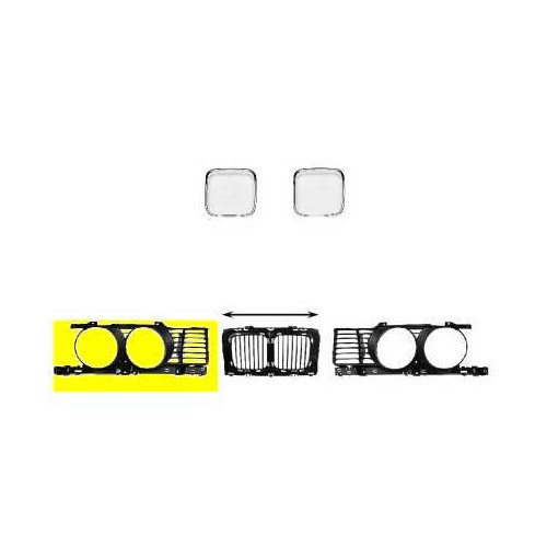 Grill around right-hand headlight for BMW E34 (except 8 cylinders) - BA18406