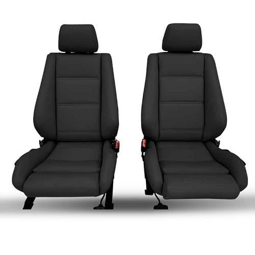  Tapicería de asientos deportivos delanteros y asiento corrido trasero en cuero negro auténtico para BMW Serie 3 E30 Convertible (07/1985-04/1993) - BB14001-1 