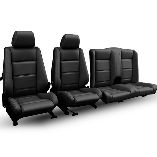     
                
                
    Garnitures de sièges sport avant et banquette arrière en cuir noir véritable pour BMW Série 3 E30 Cabriolet (07/1985-04/1993) - BB14001
