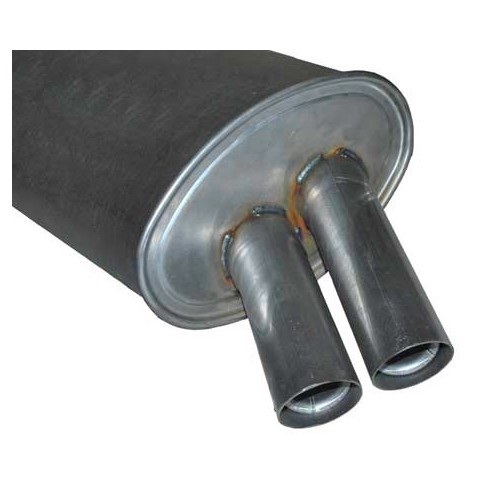 Silenziatore posteriore originale in acciaio per BMW Serie 3 E30 320i 325i 325ix 6 cilindri catalizzato (09/1987-) - Doppio terminale diritto 2x60mm  - BC20110