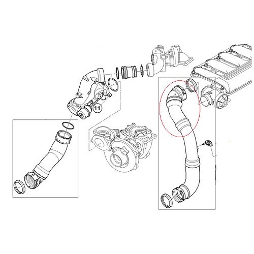  Air intake hose on EGR valve for BMW E60/E61 - BC44728-1 