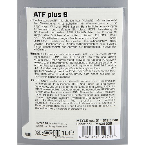 Meyle OE automatic transmission drain kit for Bmw 3 Series F30 Sedan and F31 Touring (03/2011-06/2019) - BC51720