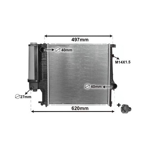  Wasserkühler für BMW 3er E36 - Schaltgetriebe oder Automatikgetriebe mit Klimaanlage - BC55607-2 