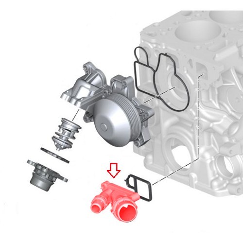  Pipe de raccord pour durites d'eau sur bas moteur pour BMW E90/E91/E92/E93LCI - BC55816-2 