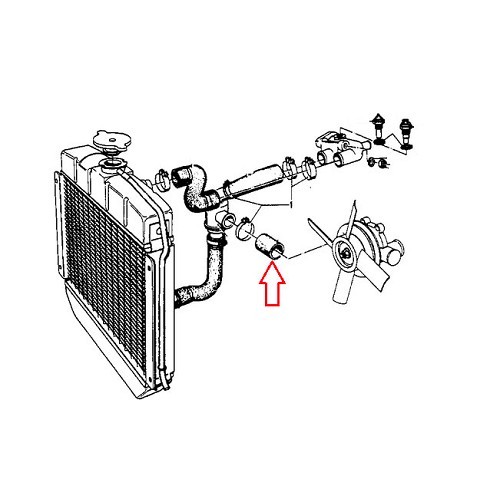  Durite d'eau entre pompe à eau et boîtier thermostat pour BMW Série 02 E10 (03/1966-07/1977) - moteur M10 - BC56934-1 