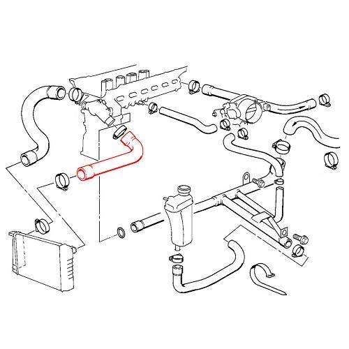  Hoogste waterslang van radiator naar thermostaat voor BMW Z3 E36 Roadster en Coupé 2.8 (-08/1998) - motor M52B28 - BC56936-1 