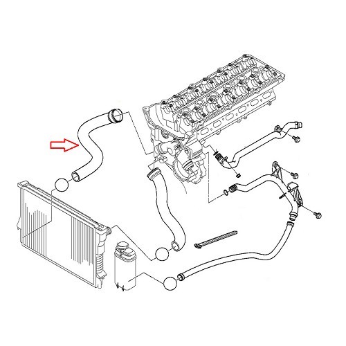 Durite d'eau inférieure entre radiateur et thermostat pour BMW Z3 (E36) - BC56942-1 