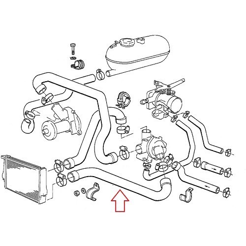 Durite d'eau inférieure de radiateur pour BMW E30 climatisée moteur M20 jusqu'au 09/87 - BC56947
