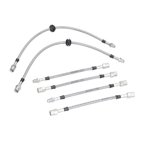     
                
                
    Kit di 6 tubi freno aeronautici in acciaio inox intrecciato GOODRIDGE per BMW Serie 3 E36 con freno a disco posteriore - BH24104
