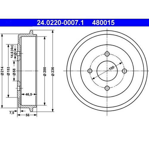  Achterremtrommels in 200 mm voor BMW E10 1600 / 1602 - set van 2 - BH27850-1 