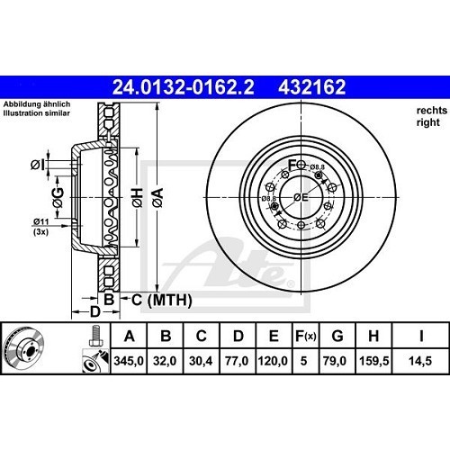     
                
                
    Disque de frein avant ATE pour BMW M5 E39 (1998-2003) - côté droit - BH31303
