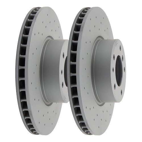     
                
                
    Disques de frein avant ventilés percés 324x30mm Zimmermann pour BMW Série 5 E39 Berline et Touring (04/1995-03/2000) - la paire - BH31320Z

