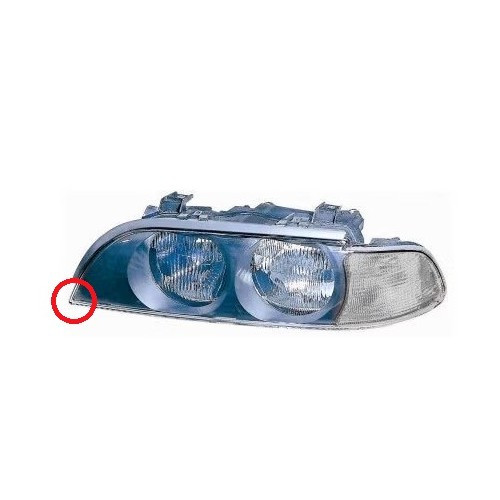     
                
                
    Left headlight with white turn signal for BMW 5 Series E39 phase 1 (-09/2000) - SECOND CHOICE - BX17021
