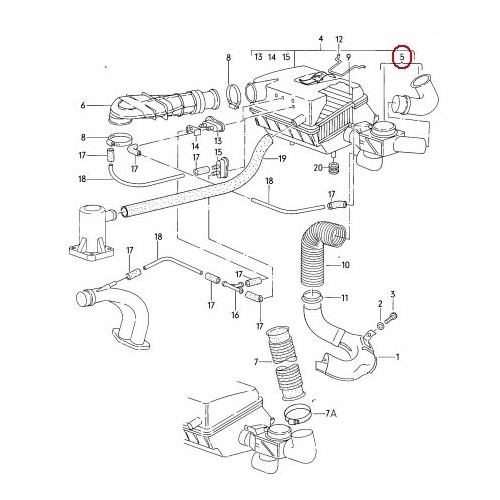  Tubulure de régulation d'air avec clapet d'entrée de filtre à air pour VW Transporter T25 1.6 CT - C019711 