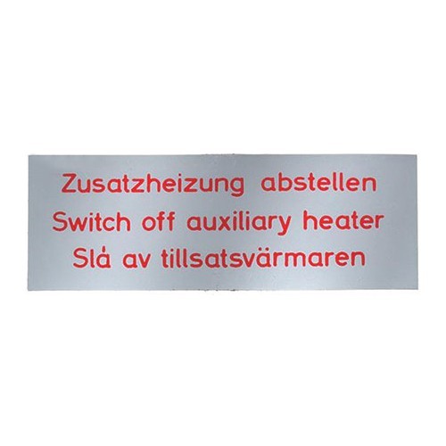  Autoadhesivo de información de calefacción auxiliar Eberspächer - C023815 
