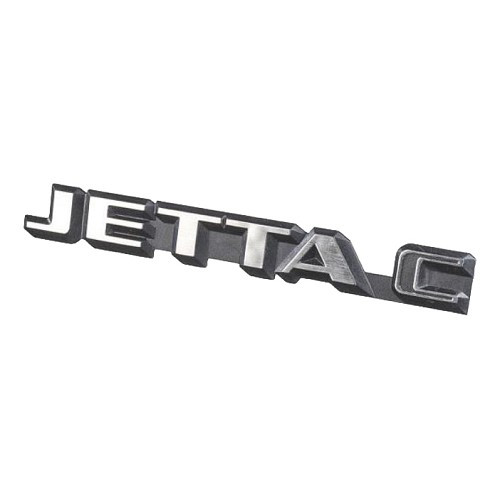 	
				
				
	JETTA C chrome emblem on satin black background for rear panel of VW Jetta 2 phase 1 finish C (-07/1987) - C037750
