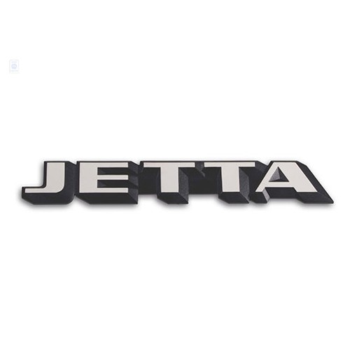  Weißes JETTA-Emblem auf schwarzem Hintergrund für die Rückseite von VW Jetta 2 Phase 1 (12/1983-07/1987) - ohne Ausbaustufe  - C037771 