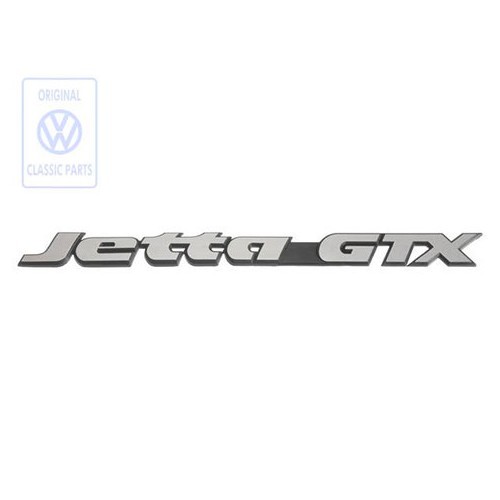  Emblème JETTA GTX chrome satiné sur fond noir pour face arrière de VW JETTA 2 finition GTX (08/1987-07/1992)  - C037780 