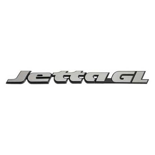  JETTA GL satijnchroom embleem op zwarte achtergrond voor achterpaneel van VW JETTA 2 GL afwerking (08/1987-07/1992)  - C037783 