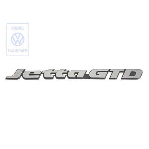  Emblem JETTA GTD satiniertem Chrom auf schwarzem Hintergrund für VW JETTA 2 Finish GTD Phase 2 (08/1987-07/1992) Rückwand  - C037789 