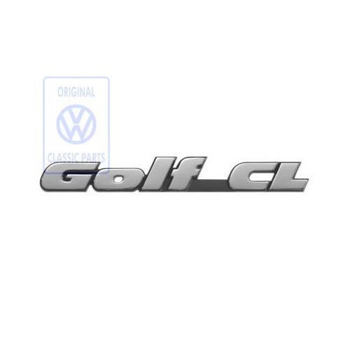  Emblème adhésif GOLF CL chromé sur fond noir pour face arrière ou hayon de VW Golf 3 Berline et Variant CL (11/1991-08/1998)  - C053836 