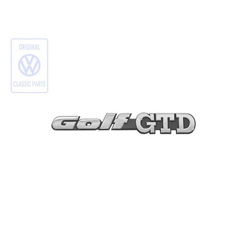  Emblème adhésif GOLF GTD chromé sur fond noir pour face arrière de VW Golf 3 TD GTD (11/1991-08/1997)  - C053839 