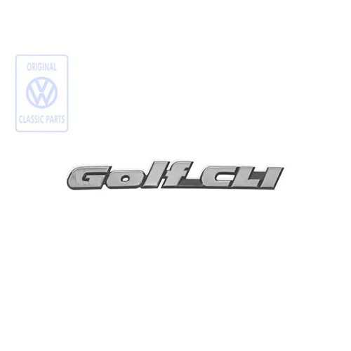  Emblème adhésif GOLF CLI chromé sur fond noir pour face arrière ou hayon de VW Golf 3 Berline et Variant CLI (11/1991-08/1998) - version Japon - C053842 