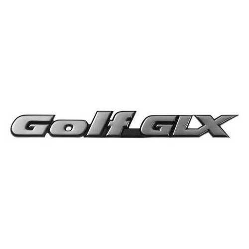  Emblème adhésif GOLF GLX chromé sur fond noir pour face arrière de VW Golf 3 GLX Berline (1995) - version Brésil - C053851 