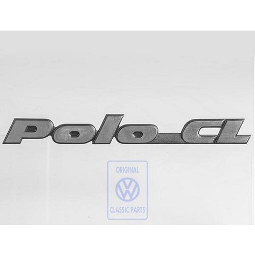     
                
                
    POLO CL chroom embleem op zwarte achtergrond voor achterklep van VW Polo 2F CL afwerking (10/1990-07/1994) - C119269
