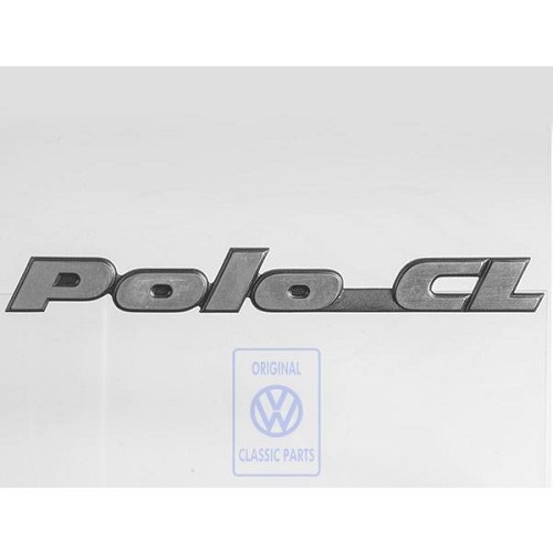  Emblème POLO CL chromé sur fond noir pour hayon de VW Polo 2F finition CL (10/1990-07/1994) - C119269 
