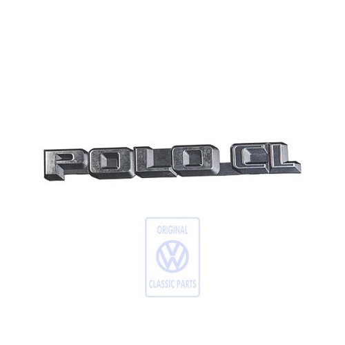  POLO CL chrome-plated rear emblem on black rear trunk for VW Polo 2 86C Derby notchback three-door hatchback (10/1981-09/1990)  - C120856 