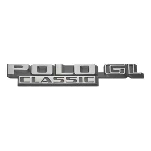  Emblème arrière POLO GL CLASSIC chromé sur fond noir pour VW Polo 2 86C Classic (10/1981-09/1990) - C120862 