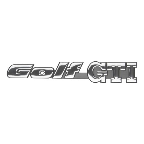  Emblema cromado adesivo GOLF GTI sobre fundo preto para o painel traseiro do VW Golf 3 GTI 8S (09/1991-06/1995)  - C133105 
