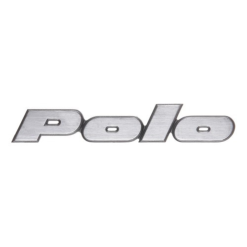  Emblema POLO cromado sobre fundo preto para a porta traseira do VW Polo 2F (10/1990-07/1994) - sem nível de acabamento - C182963 