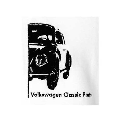 Weißes Poloshirt mit schwarzer Stickerei Marienkäfer Split - Größe XL - C186067