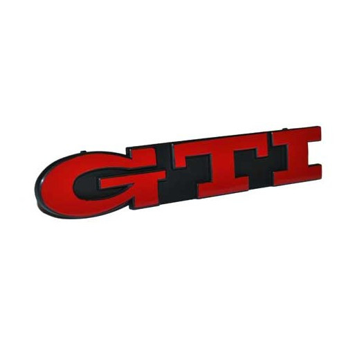     
                
                
    VW Golf 3 GTI 16S (07/1995-08/1997): red GTI badge on black radiator grille, 2 stripes.  - C186229
