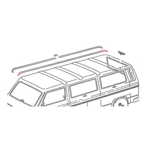  Canto de haste sobre ângulo de teto para Transporter 79 ->92 - Parte dianteira esquerda/Parte traseira direita - C197398-2 