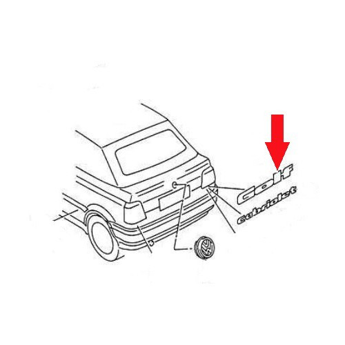  GOLF chroom plakembleem voor VW Golf 3 (08/1991-08/1998) - zonder uitrustingsniveau - C211636-1 